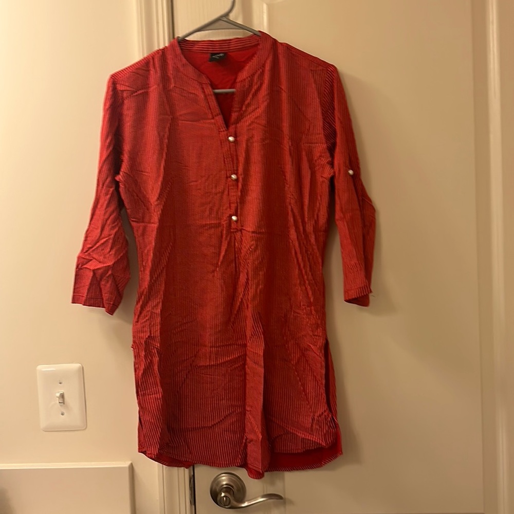 indian bangladeshi pakistani pink/red white striped kurta